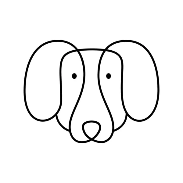 Cute One Line Vector Dog Logo Minimalist Pet Abstract Hand — Stock Vector