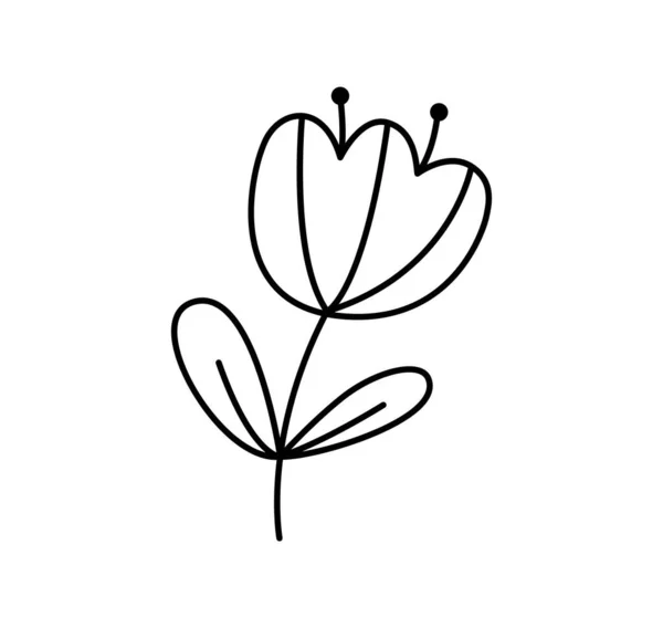 Printemps Fleur Stylisée Vectorielle Avec Des Lignes Monoline Illustration Scandinave — Image vectorielle
