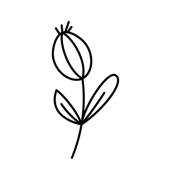 Jarní Vektorová Stylizovaná Květina Monolinovou Linií Skandinávský Ilustrační Umělecký Prvek — Stockový vektor