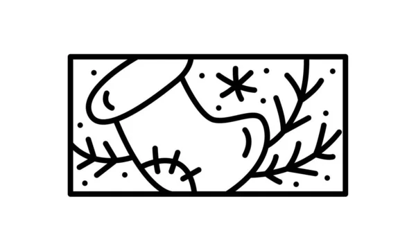 Різдвяні Пригоди Композиція Носок Гілки Снігу Ручний Намальований Зимовий Святковий — стоковий вектор