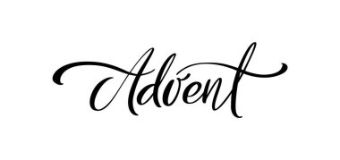 Vektör el yazısıyla yazılmış Noel kaligrafik harfleri Advent. Kış tatili, takvim, tebrik kartı, poster için. İsa 'nın Doğuşu.