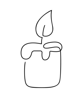 El çizimi bir çizgi vektör yanan mum logosu simgesi. Tebrik kartı için aralıksız Noel gelişimi çizelgesi, web tasarımı izole tatil davetiyesi.