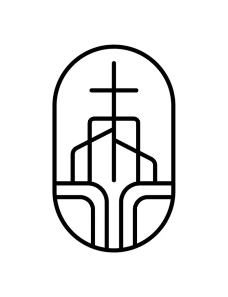 Релігійні Лінії Перетинаються Будівництві Церкви Vector Logo Icon Illustration Isolated — стоковий вектор