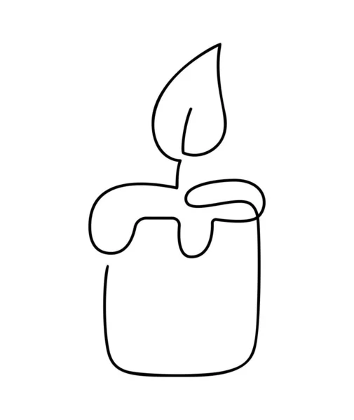 Рука Намалювала Одну Лінію Векторного Спалювання Піктограми Логотипу Свічки Безперервна — стоковий вектор
