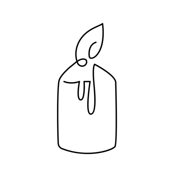 Рука Намалювала Одну Лінію Векторного Спалювання Піктограми Логотипу Мистецтва Свічки — стоковий вектор