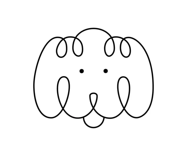 Vector Cute One Line Dog Poodle Face Logo Minimalist Pet — Stock Vector