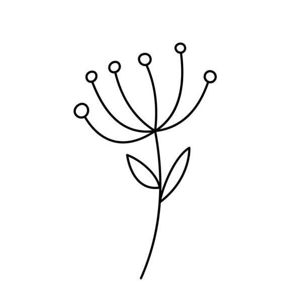 Spring Vector Tarzı Çiçek Tek Şeritli Yapraklar Skandinav Illüstrasyon Sanat — Stok Vektör