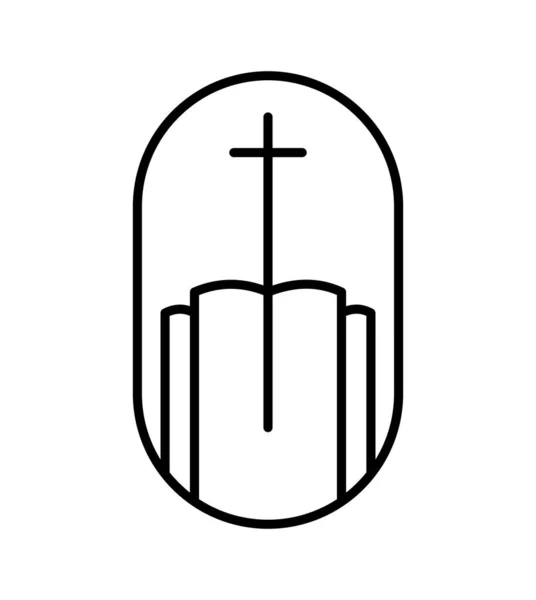 Din Çizgisi Çapraz Açık Kitap Kilise Inşa Vektör Logosu Llüstrasyonu — Stok Vektör
