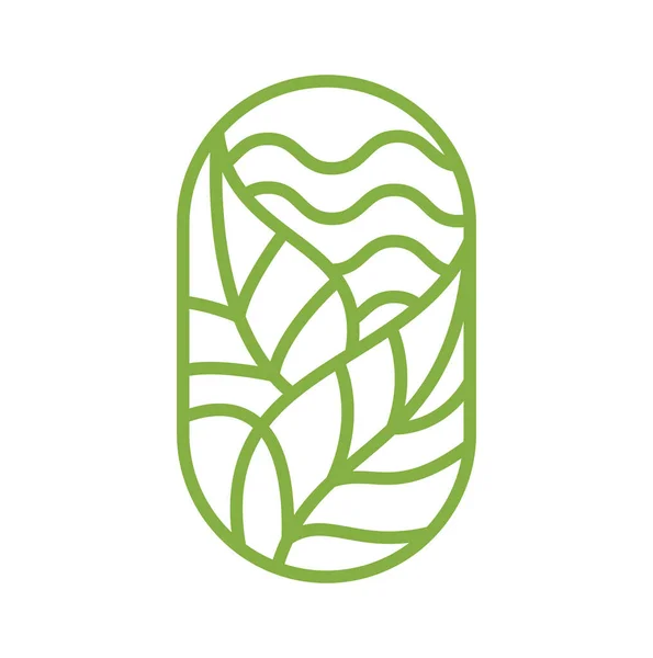 Vector Tea Levelek Hullámok Farm Product Label Eco Logo Organic — Stock Vector