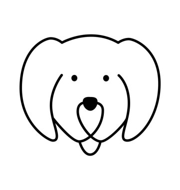 Şirin vektör bir çizgi köpek logosu. Soyut el çizimi tarzında minimalist bir hayvan. Siyah arkaplan grafik çizimi. Her amaç için harika bir tasarım.