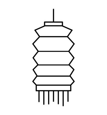 Seollal Yeni Yıl feneri asılı kağıt lamba ince çizgi ikonu. Vektör NY, Japon Kore feneri, Doğu bahar festivali lambası. Asya takvimi tatil süslemesi nesne tasarımı.