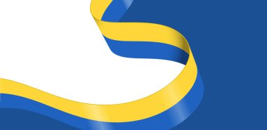 Ukrayna 'nın soyut mavi ve sarı kurdele bayrağı ve metin yeri.