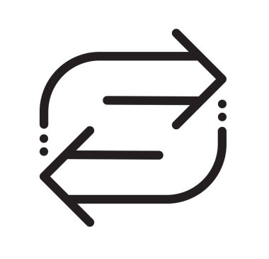 double reverse arrow, replace icon Line black vector business concept refresh, exchange money, reload and process. Usable graphic element and icon for web. Round arrows and isolated graphic.