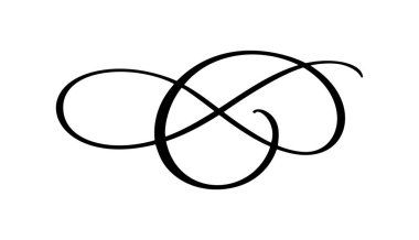 Bağbozumu girdap kaligrafi Flourish, vektör bölücü süsleme tasarımı. Kitap, tebrik kartı, düğün daveti, Sevgililer günü için çizim.