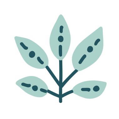 Vector groovy 70s spring branch with leaves. Positive floral ethno illustration. Aesthetic flat melting organic hippie funny boho style. Pastel palette.