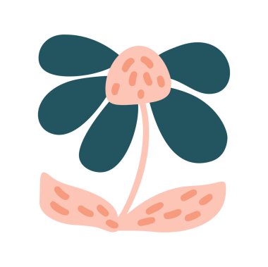 Groovy 70s hippie spring or summer flower print. Positive floral ethno illustration. Aesthetic flat melting organic Groovy hippie funny boho style. Pastel palette.