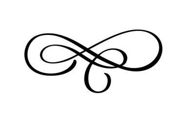 Vector vintage swirl calligraphic flourish divider ornament design. Illustration for book, greeting card, wedding invitation, Valentines Day.