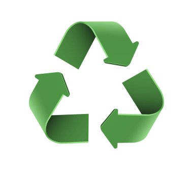 Green 3d icon arrows recycle eco symbol vector illustration isolated on white background. Recycled sign. Cycle Recycled materials symbol, waste sorting concept saving the planet.