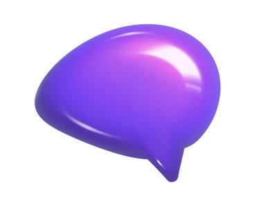 3d illustration of round purple realistic speech bubble icon chat. Mesh vector talking cloud. Glossy chat high quality. Shiny cloud foam speak text, chatting box, message box dialogue social media.