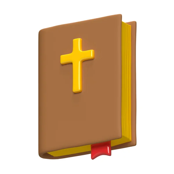 Holy Bible 3D christian icon. Book logo in firm cover. Design element. Graphic on the isolated white background with clipping path.
