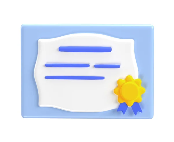 Сертификат Диплома Икона Образования Достижение Награда Грант Концепции Изолированный Белом — стоковое фото