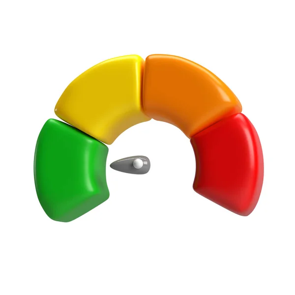 Ikon Sebességmérő Nyíllal Műszerfal Zöld Sárga Narancs Piros Indikátorok Tachométer — Stock Fotó