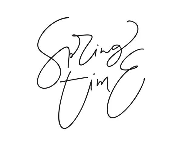 Hand Drawn Vector Black Monoline Text Spring Time Motivational Inspirational — Stock Vector