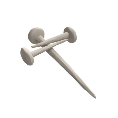 Çarmıha gerilmiş İsa Mesih 'in 3 boyutlu tırnakları. Paskalya ikonu Hıristiyan sembolü bağışlama ve Tanrı sevgisi. Resim kırpma yolu ile beyaz arkaplanda izole edildi.