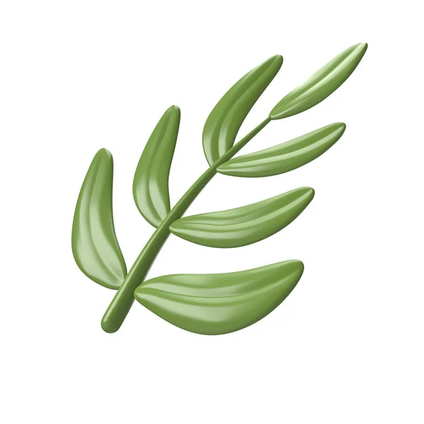 Симпатичная Трехмерная Икона Зеленой Пальмовой Ветвью Триумфальный Въезд Иерусалим Вербное — стоковое фото