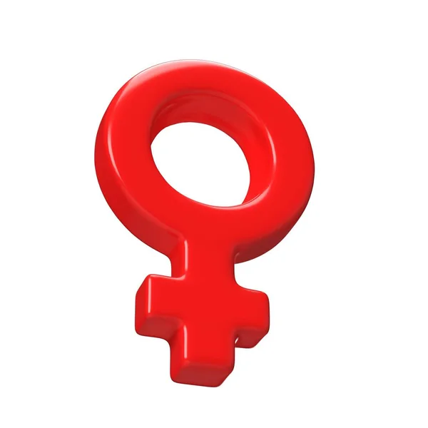赤い女性のセックスシンボル3Dアイコン クリッピングパスを持つ白い背景に隔離された3Dレンダリングの性別女性のシンボル — ストック写真