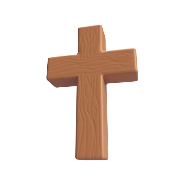 Icono Cruz Madera Símbolo Cristiano Resurrección Jesucristo Resucitado Ilustración Resurrección —  Fotos de Stock