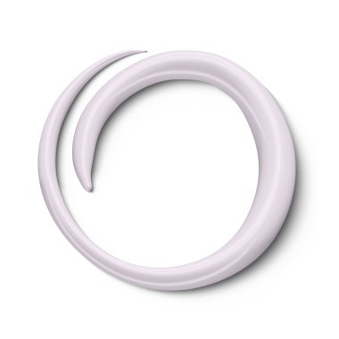 Kesme yolu ile 3d beyaz el çizilmiş çember fırça darbesi çerçeve tasarımı. Resim, metin için yeri olan beyaz arkaplanda izole edildi.