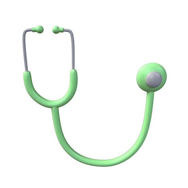 Icono Estetoscopio Verde Ilustración Del Signo Médico Diagnóstico Clínico Escuchar —  Fotos de Stock