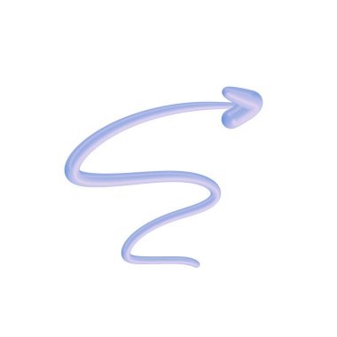 3D ok soyut zigzag ve sağ işaret simgesi minimalist tasviri. kırpma yolu ile beyaz arkaplanda izole.