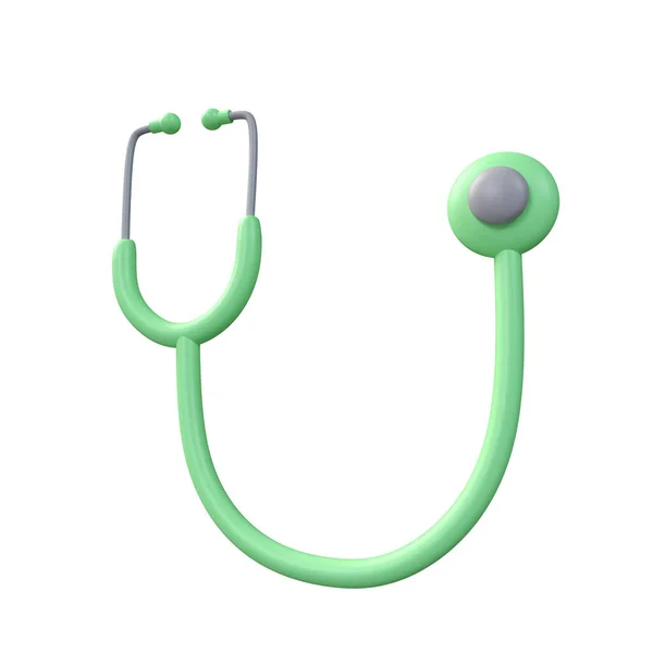 Zelená Ikona Stetoskopu Vykreslující Ilustrace Lékařského Znamení Klinická Diagnostika Poslechněte — Stock fotografie