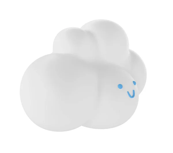 Icono Nube Blanco Claro Representación Cara Renderizar Dibujos Animados Redondos — Foto de Stock