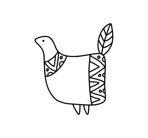 Scandi Line Logo Bird Modern Abstract Doodle Boho Vector Illustration — 스톡 벡터