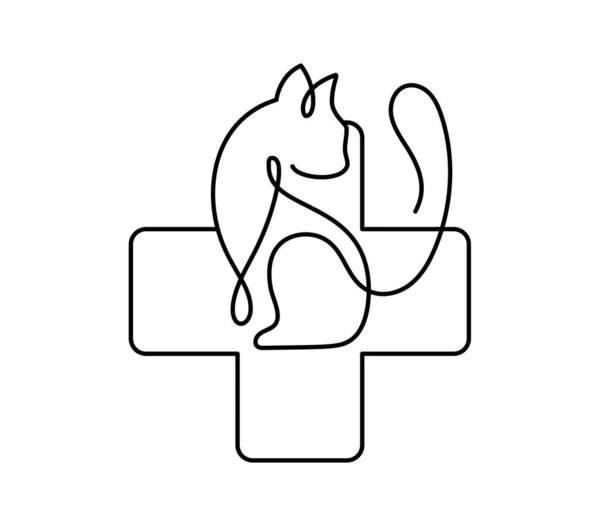 Ветеринарна Клініка Кіт Хрест Монолітного Логотипу Векторна Піктограма Ветеринарна Лікарня — стоковий вектор