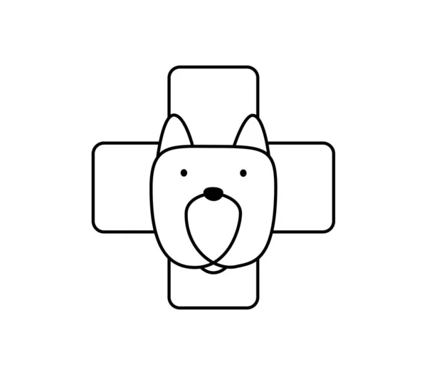 Veterinarian Clinic Dog Cross Monoline Logo Vector Icon Vet Hospital — Stock Vector