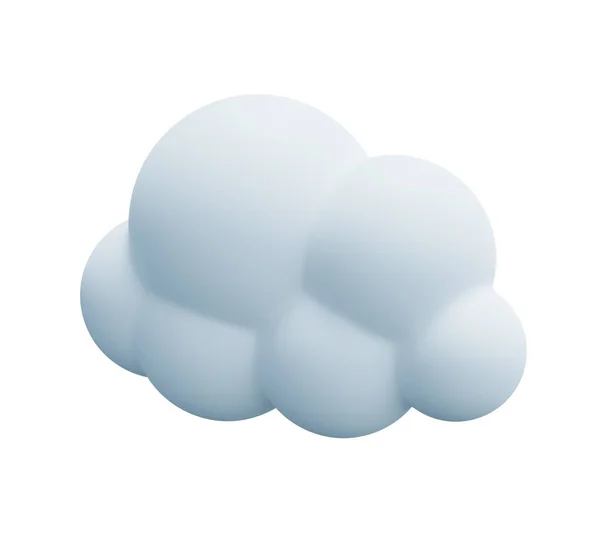 浅白色3D云图标可爱的渲染 渲染柔和的圆形卡通蓬松的云彩图标图形 孤立透明的粉笔背景 — 图库照片#