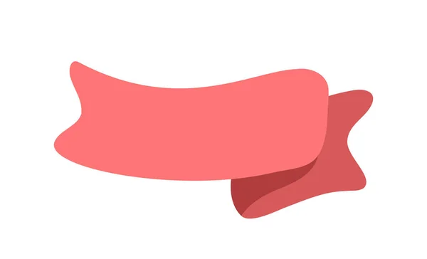 Red Ribbon Banner Icon Web Design Element Hand Drawn Valentine — Stock Vector