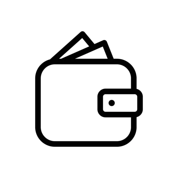 Portafogli Con Logo Money Icon Vector Segno Stile Lineare Concetto — Vettoriale Stock