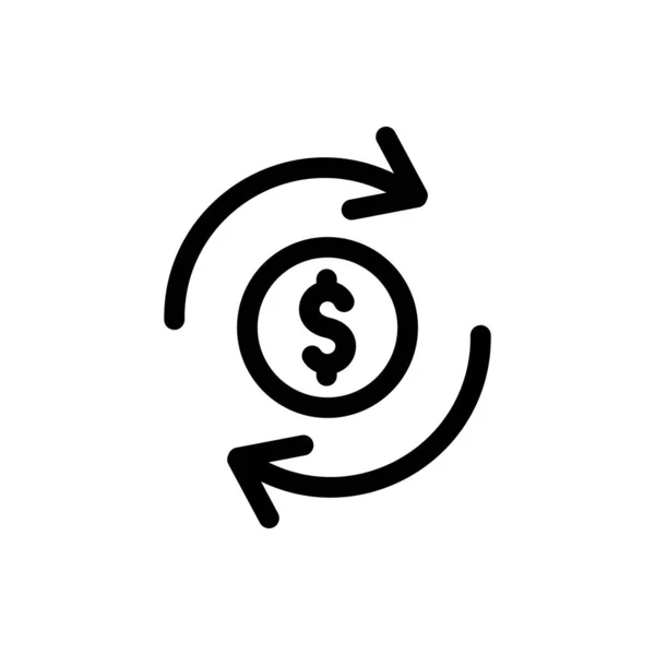 Exchange Dollar Münze Einzigen Runden Geldtransferlinie Symbol Pfeil Finanzielle Usd — Stockvektor