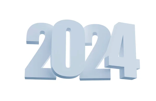 Numéros Réalistes Argent 2024 Isolés Avec Chemin Coupe Bonne Année — Photo