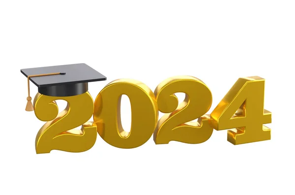 Klasa 2024 Ikona Gratulujemy Absolwentom Projektu Szablonu Limitem Liczbami Złota — Zdjęcie stockowe