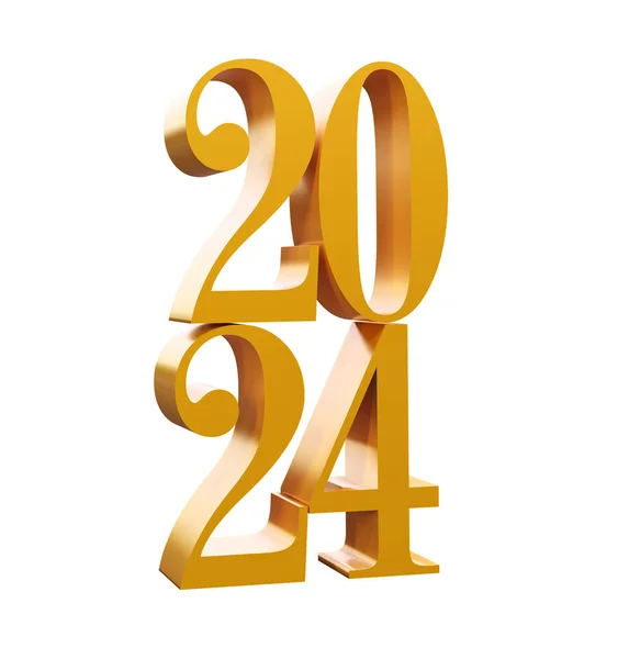 祝2024年新年快乐 拥有闪亮的3D金色数字和快捷方式 节日黄金庆典的设计 日历和贺卡的额外内容 — 图库照片
