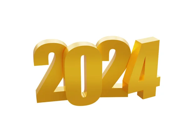 Feliz Ano Novo 2024 Com Números Dourados Brilhantes Com Caminho — Fotografia de Stock