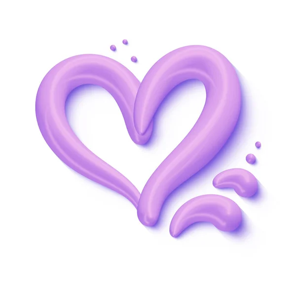 Calligraphic Lilac Heart Love Isolated White Background Clipping Path Romantic — Stock Photo, Image
