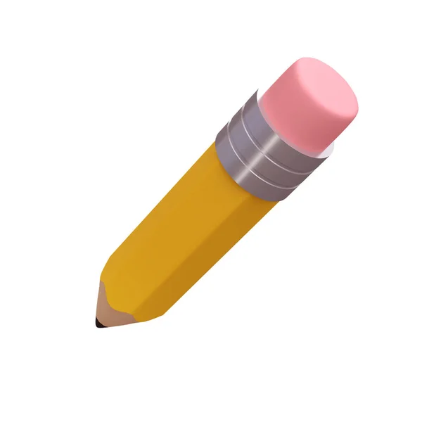 写实主义铅笔与橡皮3D图标 用于教育和学习的彩色绘图和绘画工具 办公用品 大学或学院设计 — 图库照片