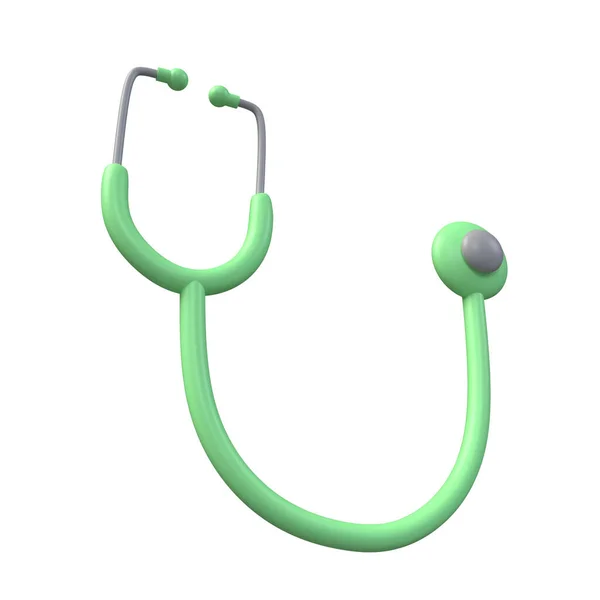 Zelený Stetoskop Rámeček Ikon Vykreslující Ilustrace Lékařského Znamení Klinická Diagnostika — Stock fotografie